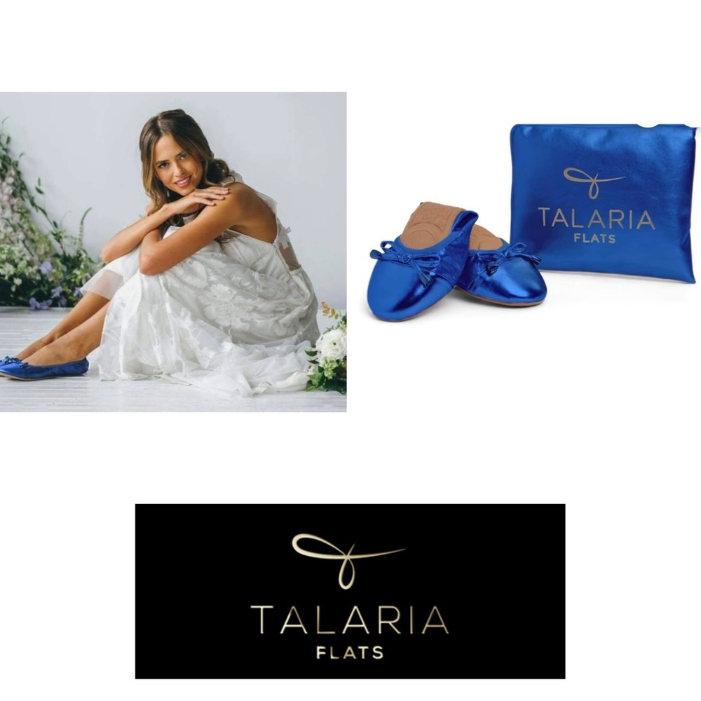 Something Blue Talaria Flats Premium Foldable Ballet Flats,Blue Wedding Ballet